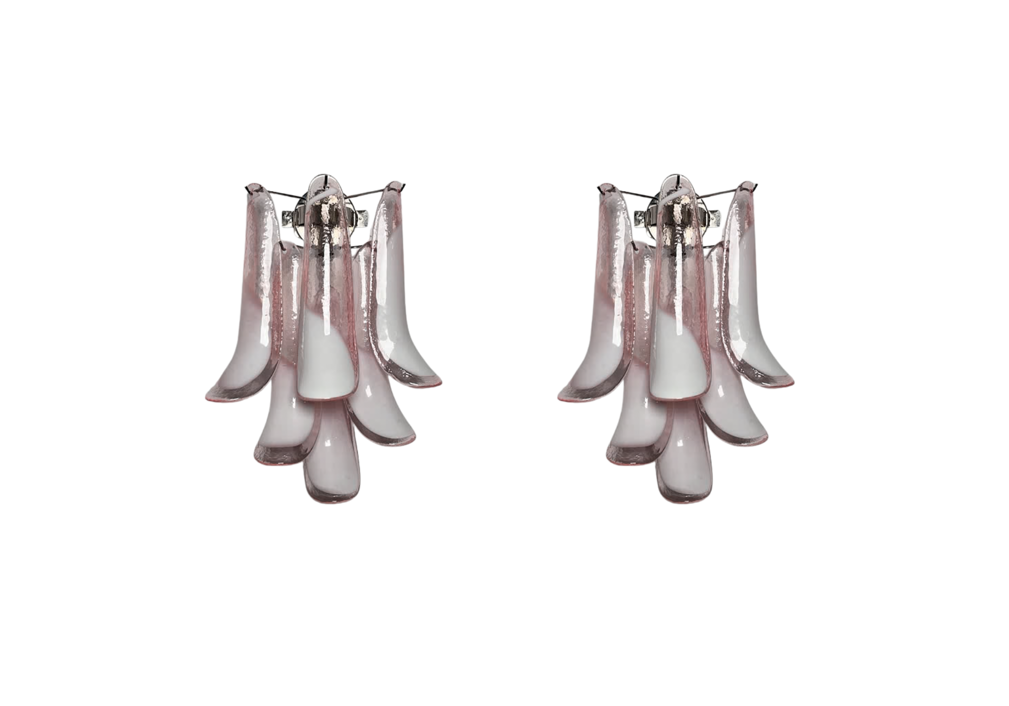 Pair of Murano wall Scones – Mazzega – Pink glasses
