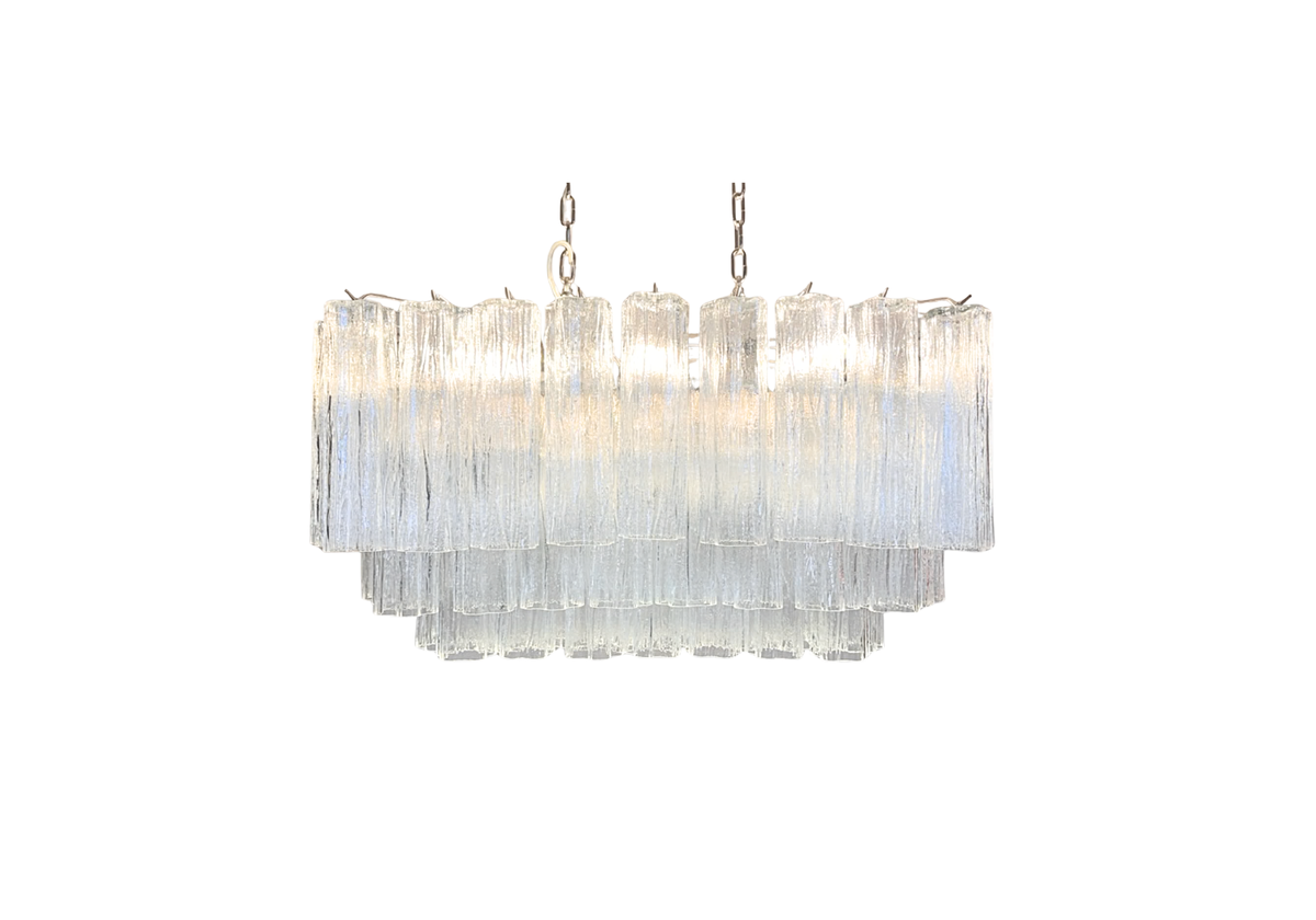 Murano tube Chandelier - 72 clear glasses, view 1 of 2, vintage hand blown Murano glass, Assembly Vintage Dubai