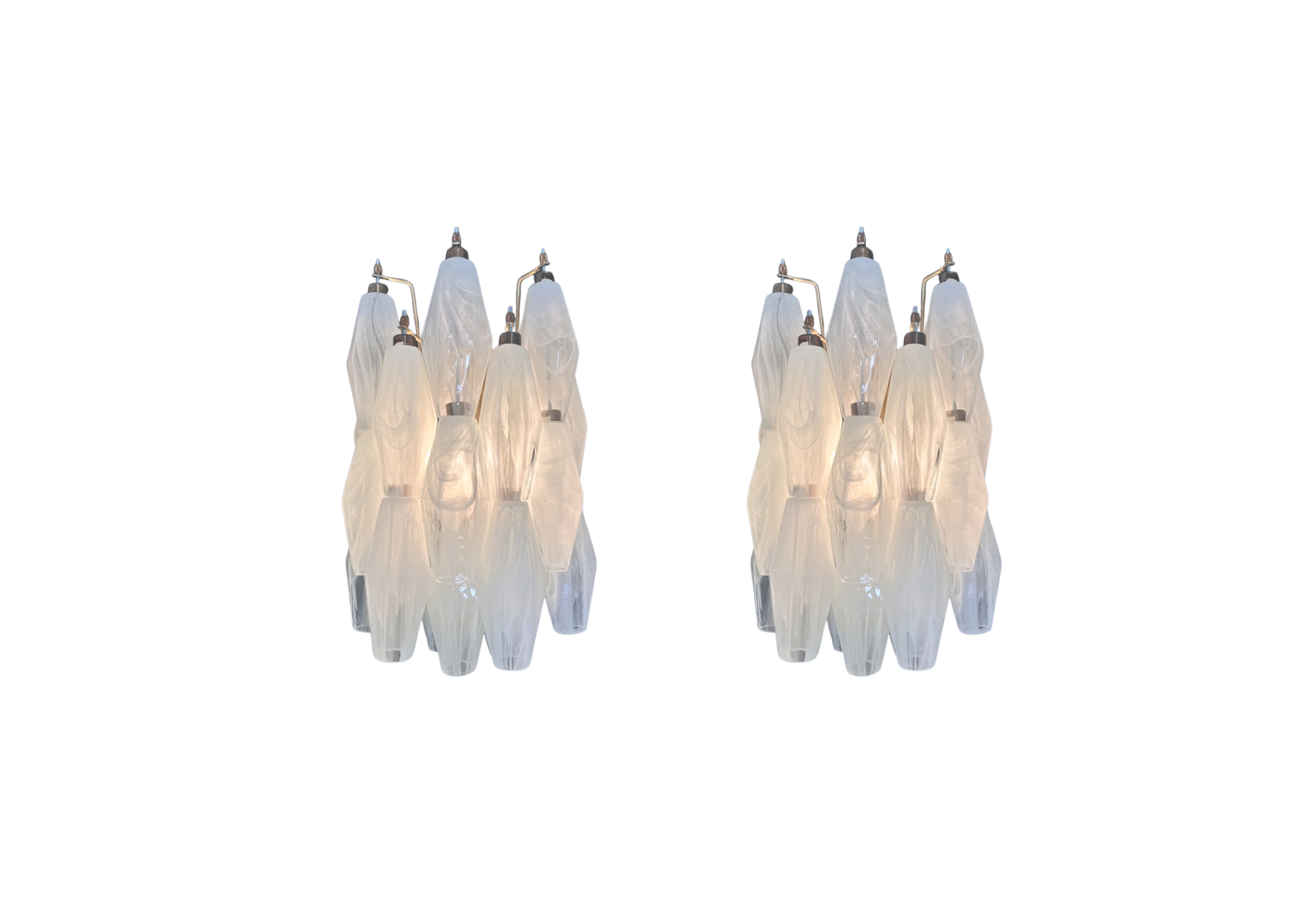 Pair of Murano Poliedri White wall sconces