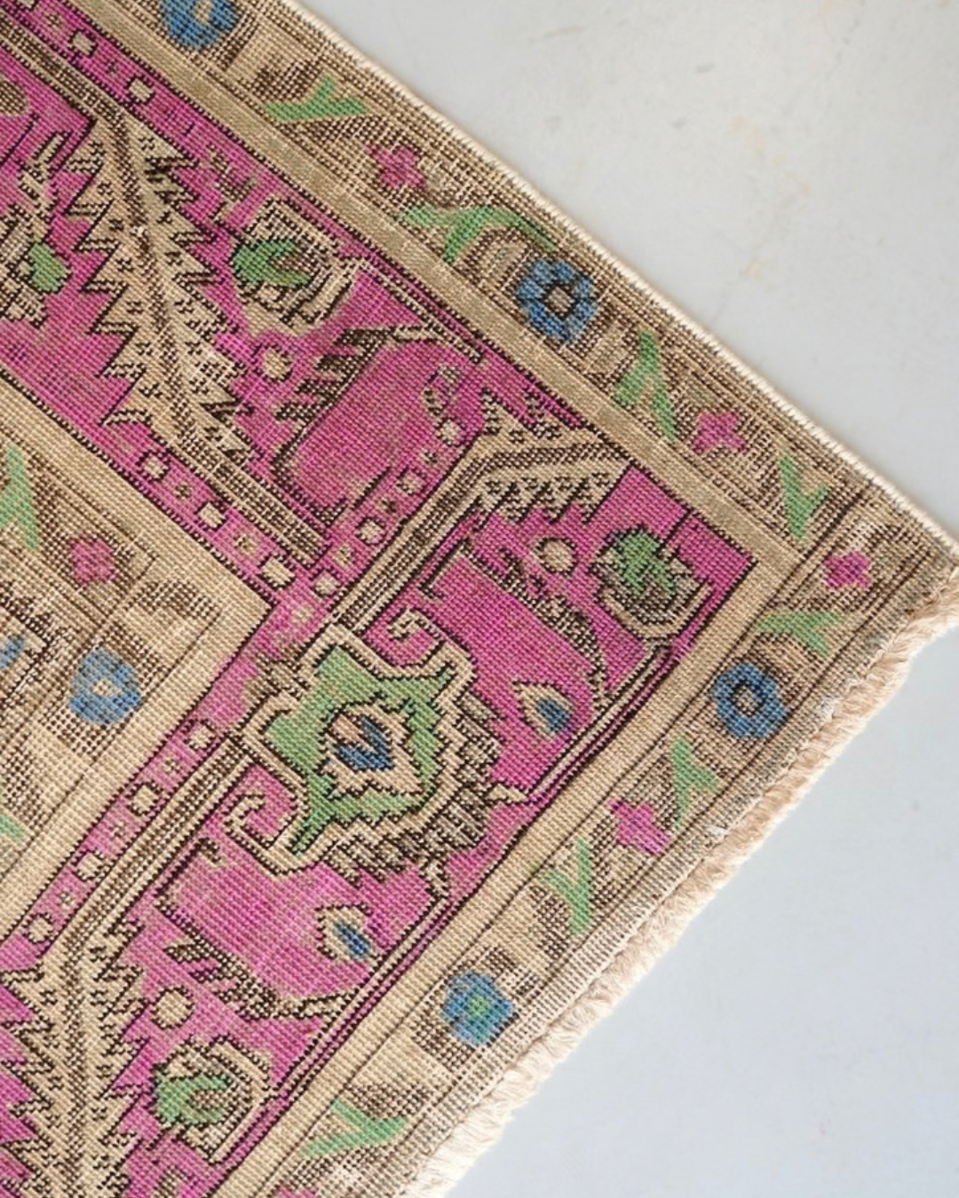 Tabriz Persian Carpet Green Pink