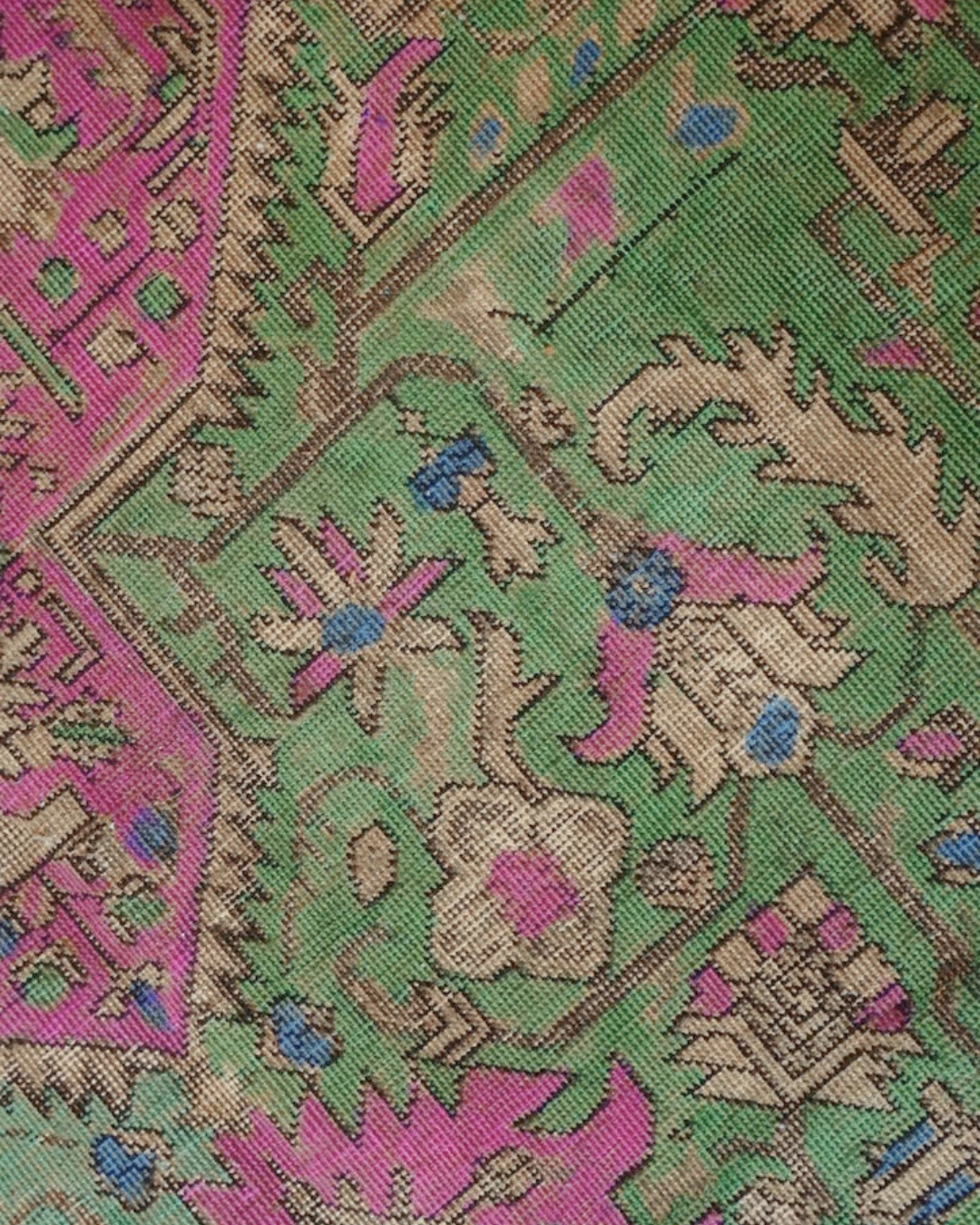 Tabriz Persian Carpet Green Pink