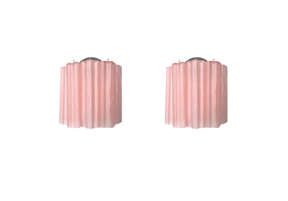 Murano wall sconces - 5 Pink glass tube, vintage hand blown Murano glass, Assembly Vintage Dubai
