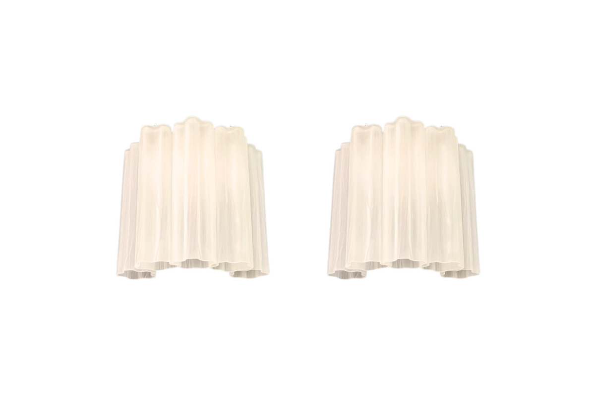 Murano wall sconces - 5 White glass tube, vintage hand blown Murano glass, Assembly Vintage Dubai