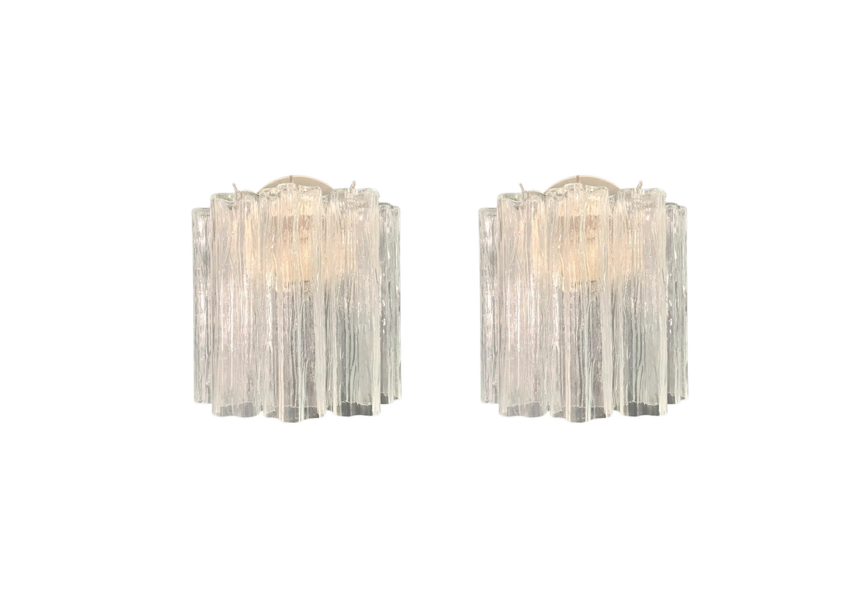 Murano wall sconces - 5 Transparent glass tube, vintage hand blown Murano glass, Assembly Vintage Dubai