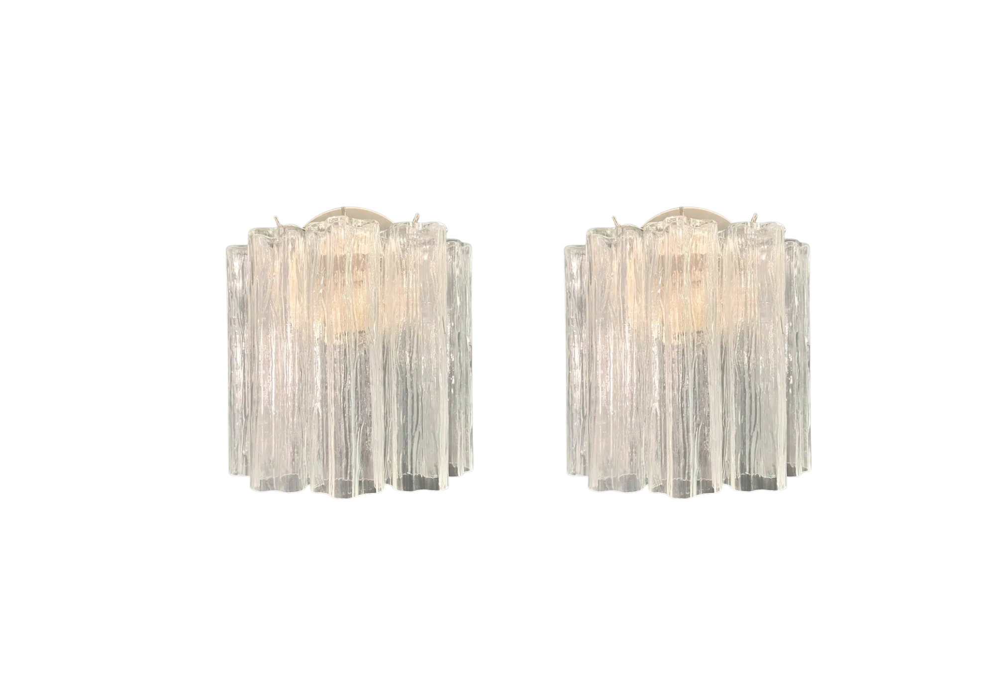 Pair of Murano wall sconces – 5 Transparent glass tube