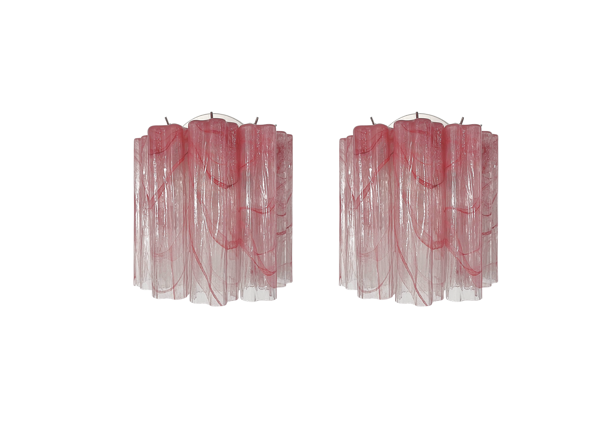 Pair of Murano wall sconces – 5 Marble Pink glass tube