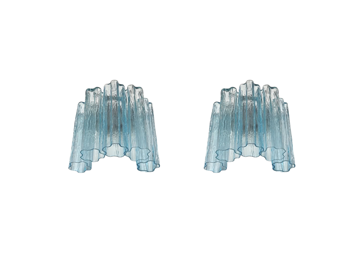 Murano wall sconces - 5 Blue glass tube, vintage hand blown Murano glass, Assembly Vintage Dubai
