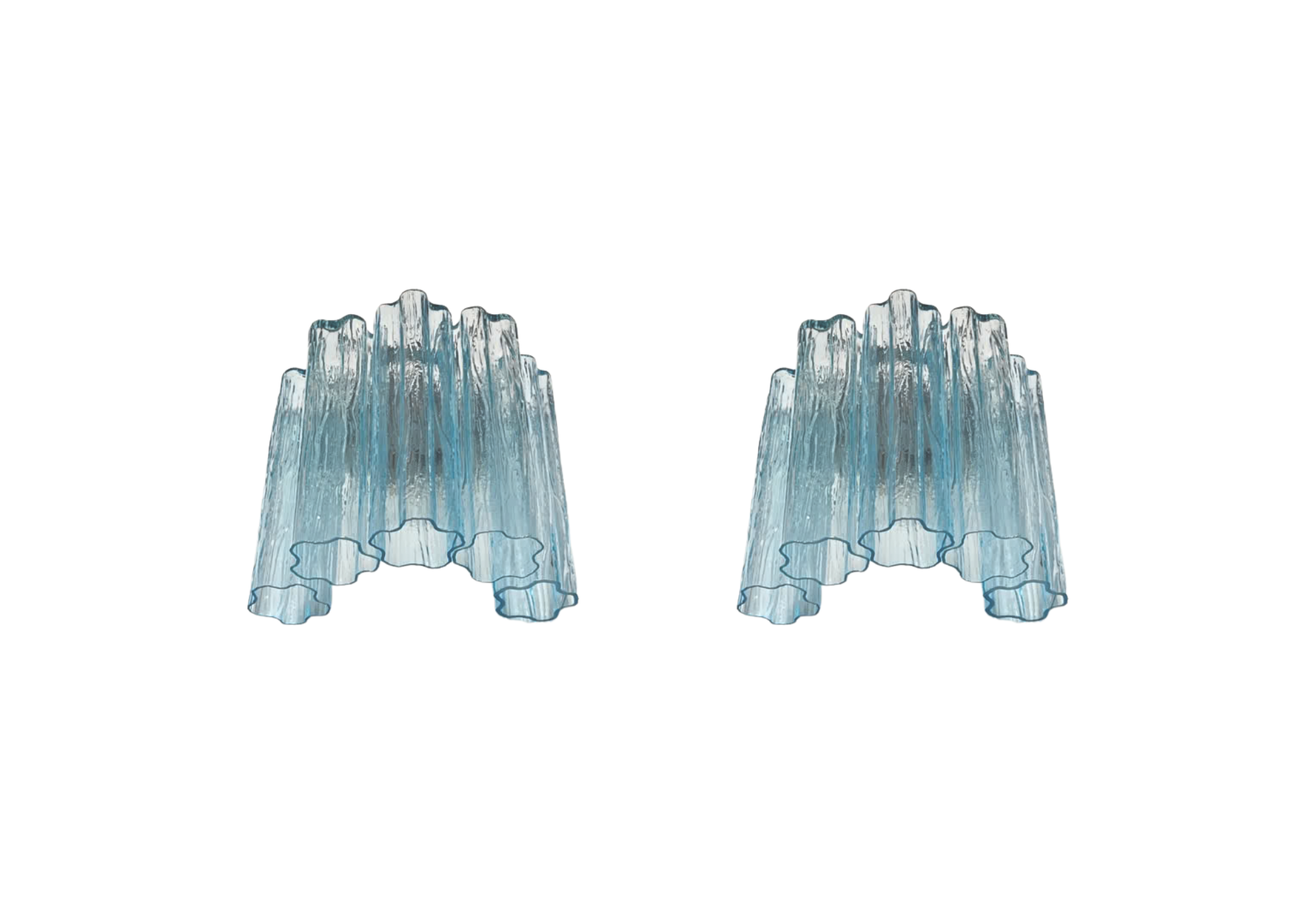 Pair of Murano wall sconces – 5 Blue glass tube