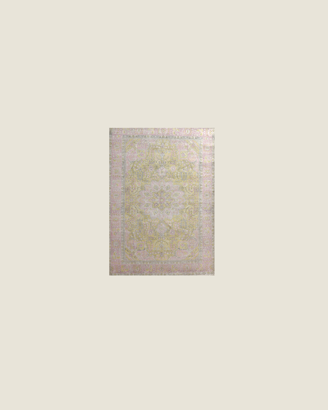 Tabriz Persian Carpet Yellow Pink, view 1 of 3, vintage, Assembly Vintage Dubai