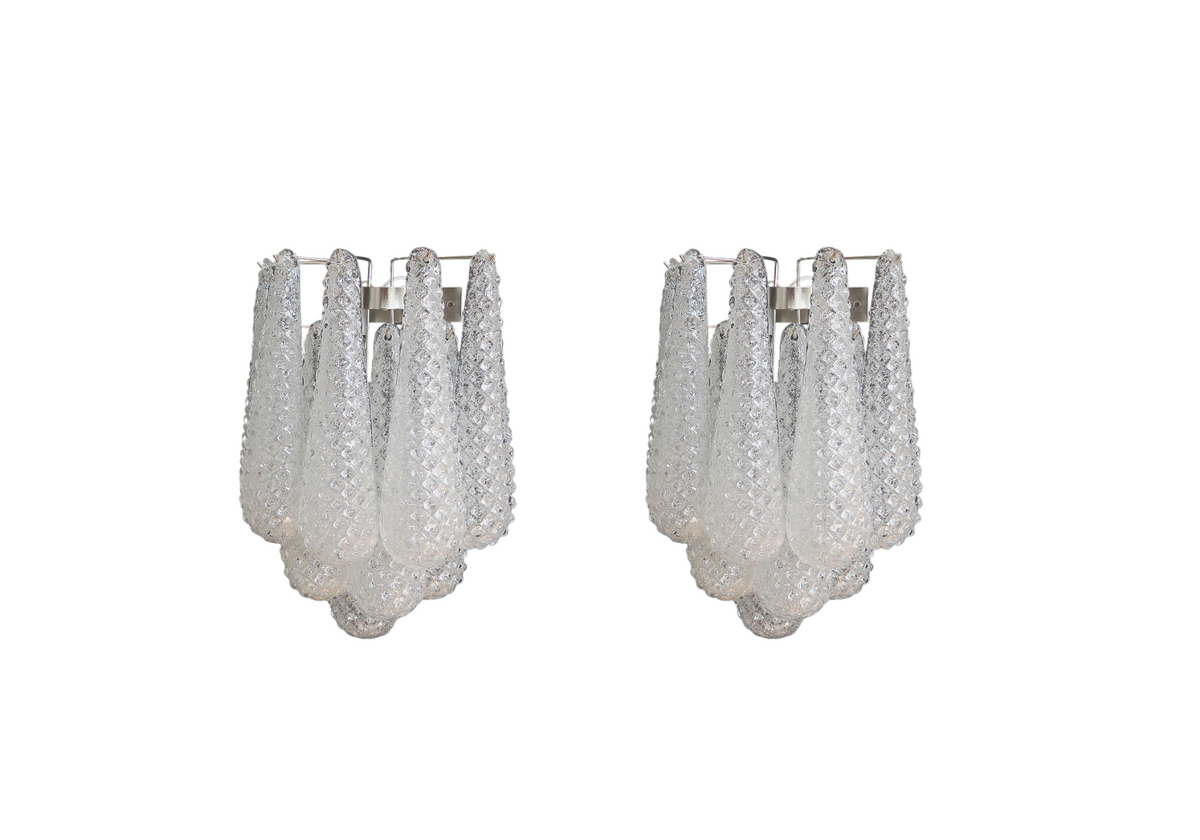 Murano wall sconce - White triedri - Column model, vintage hand blown Murano glass, Assembly Vintage Dubai