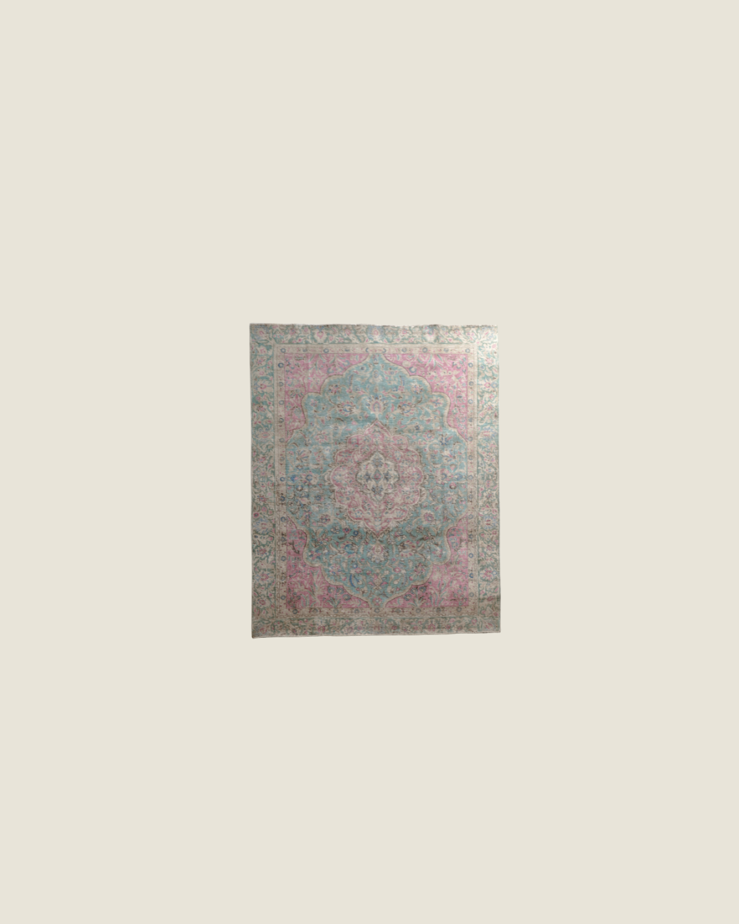 Tabriz Persian Carpet Green Pink, view 1 of 3, vintage, Assembly Vintage Dubai