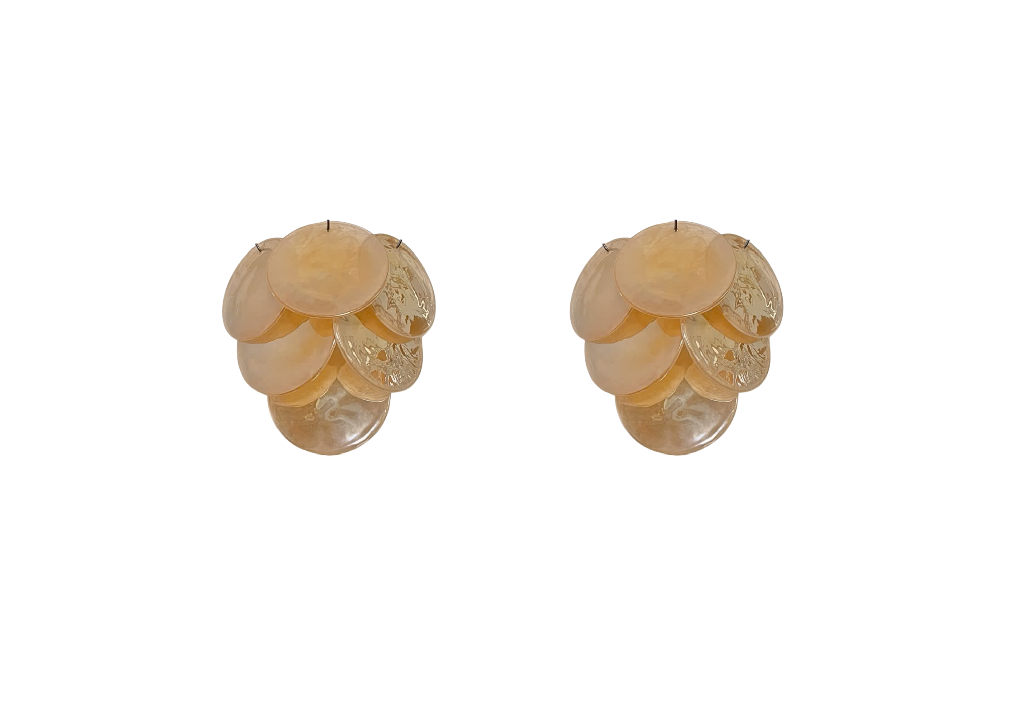 Pair of Murano glass wall sconces – 6 alabaster Gold disks