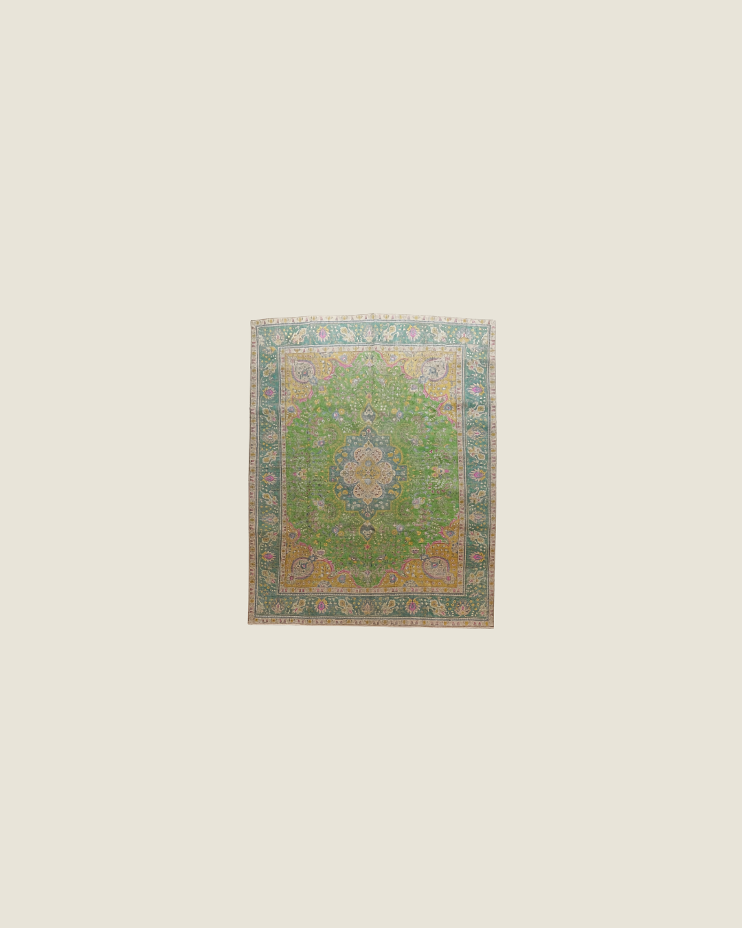 Tabriz Persian Carpet Green, view 1 of 3, vintage, Assembly Vintage Dubai
