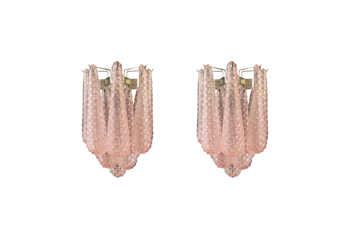 Murano wall sconce - Pink triedri - Column model, vintage hand blown Murano glass, Assembly Vintage Dubai