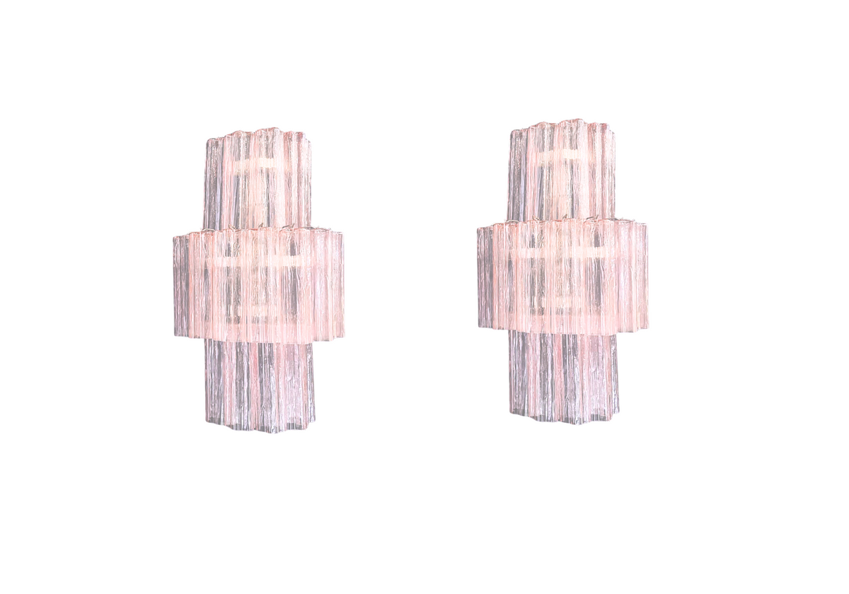 Murano Mazzega - 18 Pink glass tube, vintage hand blown Murano glass, Assembly Vintage Dubai