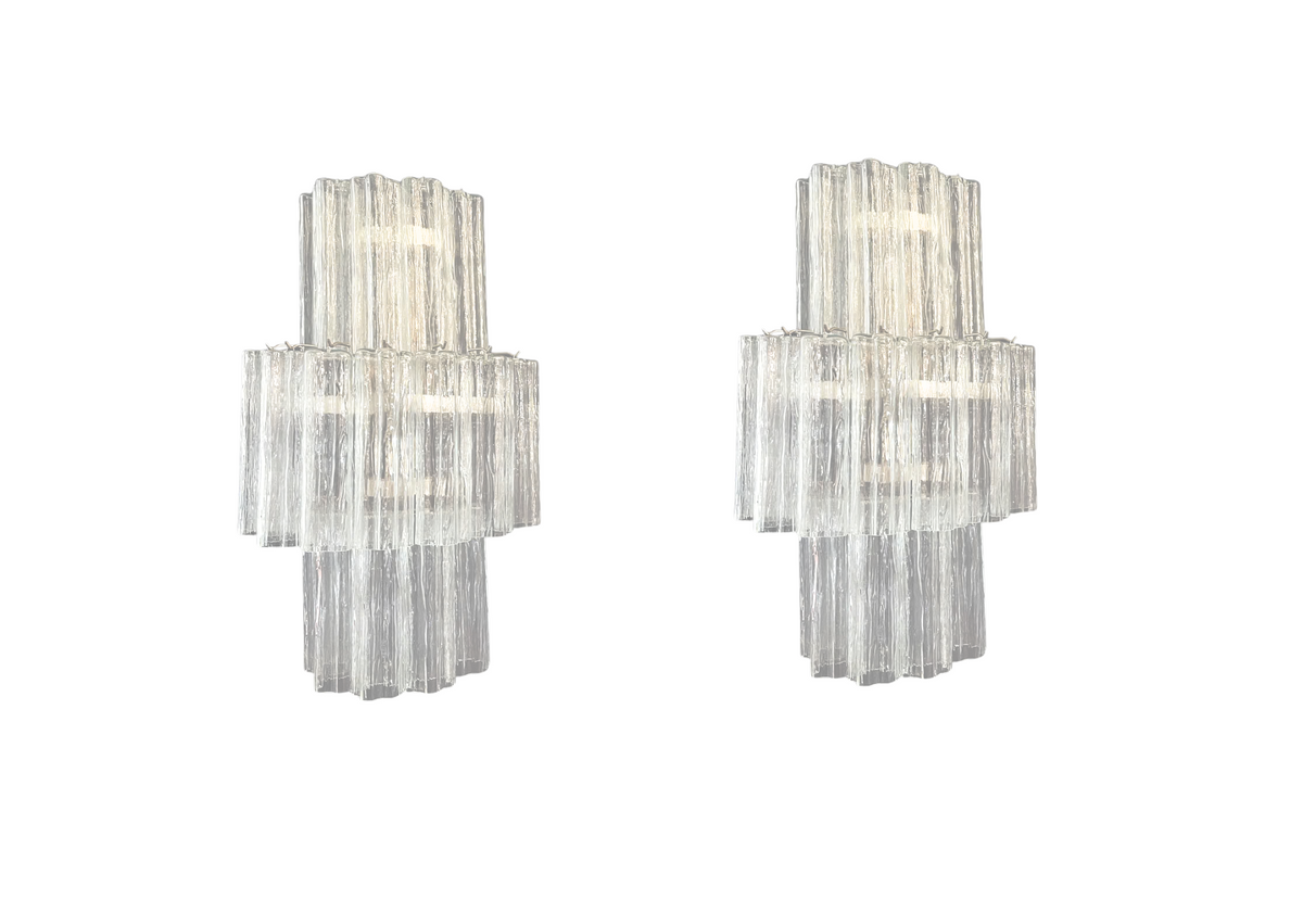 Murano Mazzega - 18 Transparent glass tube, vintage hand blown Murano glass, Assembly Vintage Dubai