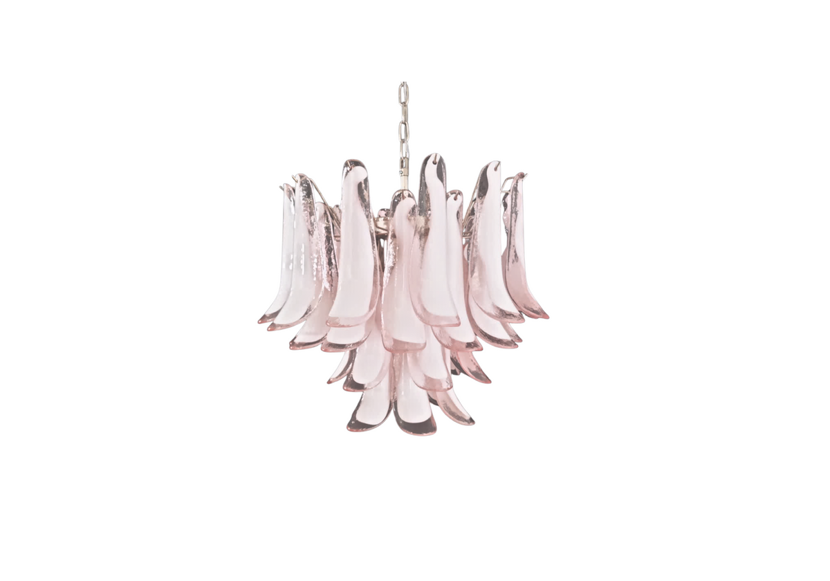 Murano chandelier - 36 Mazzega Pink glass petals, vintage hand blown Murano glass, Assembly Vintage Dubai