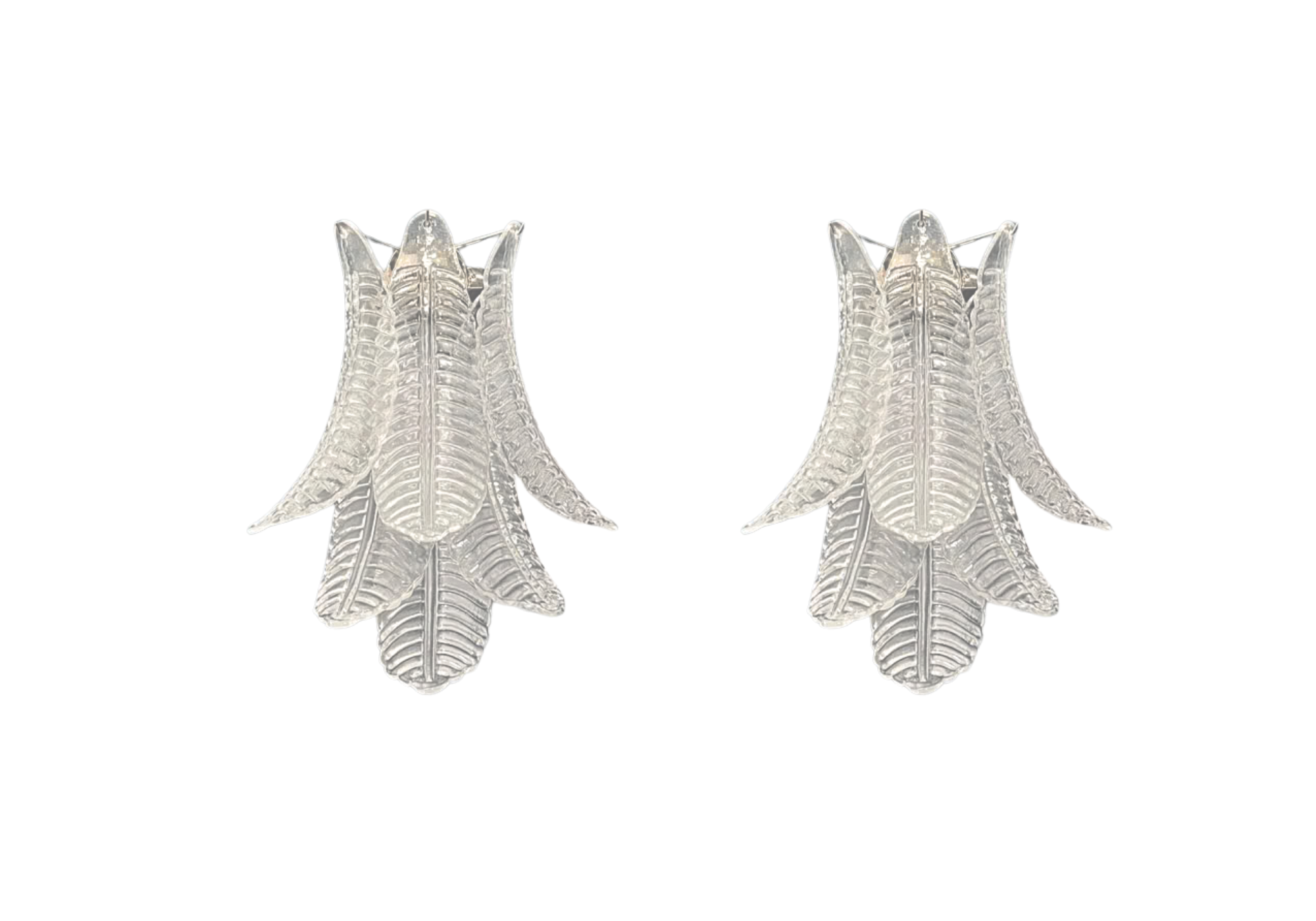 Pair of Murano Transparent Felci Glass wall scones