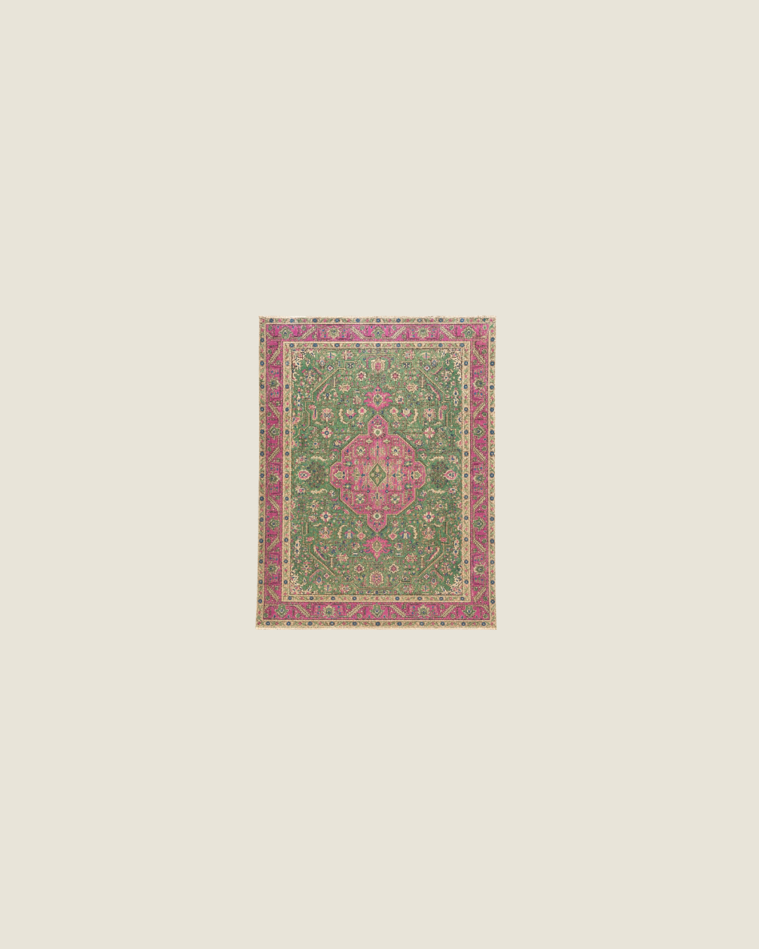 Tabriz Persian Carpet Green Pink
