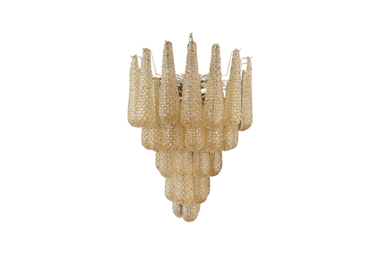 Murano Chandelier 52 Gold Glass Petals Drop, vintage hand blown Murano glass, Assembly Vintage Dubai