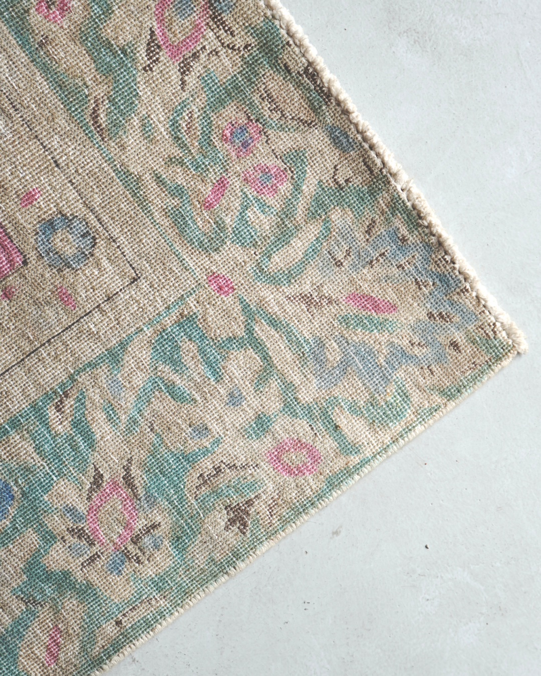 Tabriz Persian Carpet Green Pink, view 2 of 3, vintage, Assembly Vintage Dubai