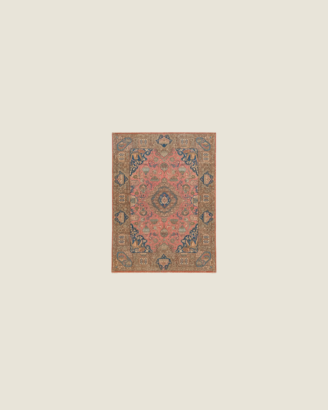 Tabriz Persian Carpet Peach Beige, view 1 of 4, vintage, Assembly Vintage Dubai