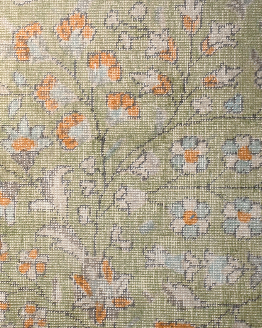 Tabriz Persian Carpet Green Orange