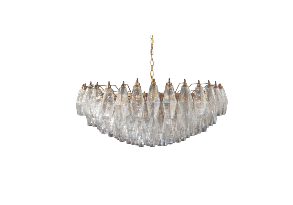 Murano glass Chandelier - 185 Transparent poliedri, vintage hand blown Murano glass, Assembly Vintage Dubai