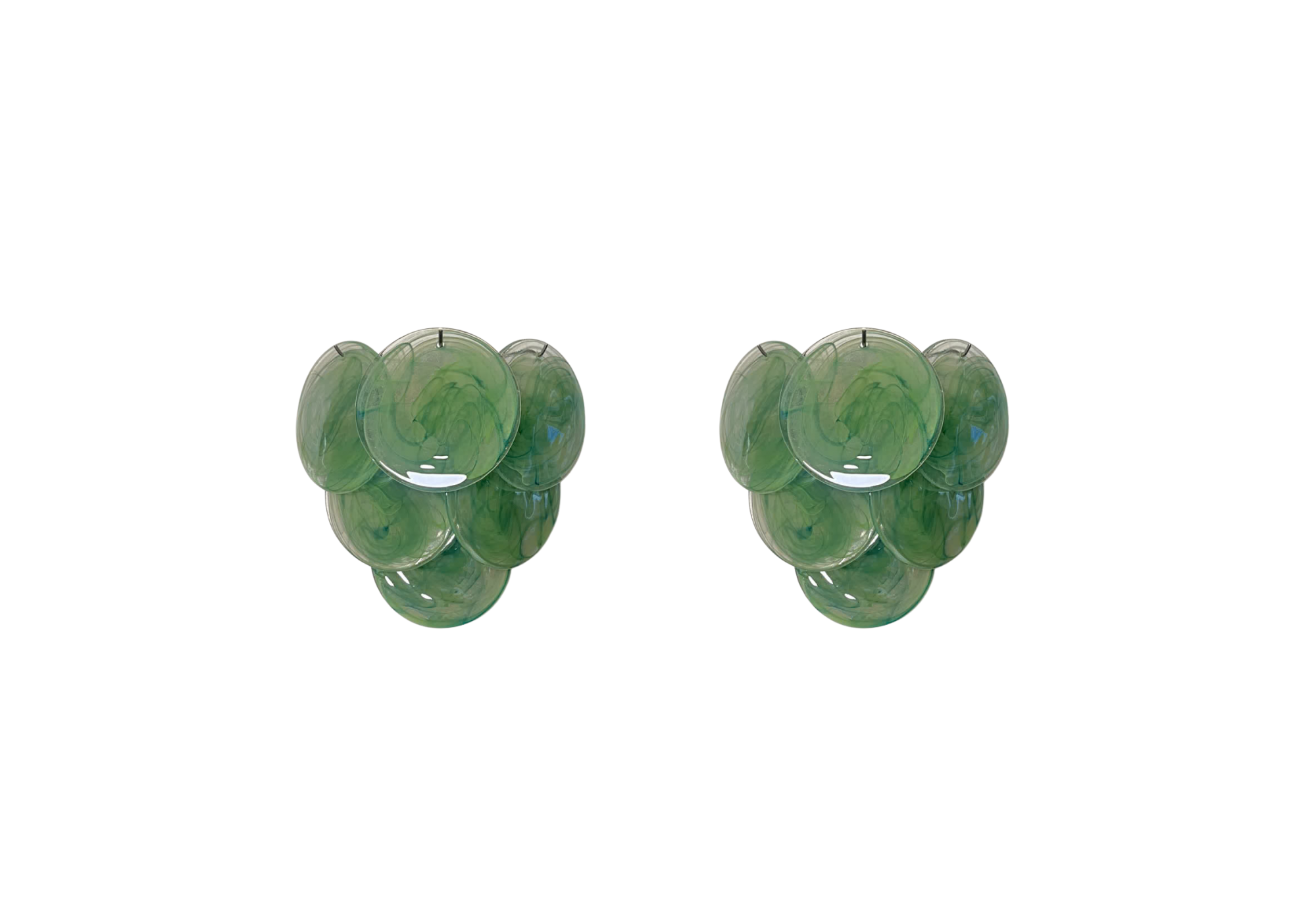 Pair of Murano glass wall sconces – 6 alabaster Green disks