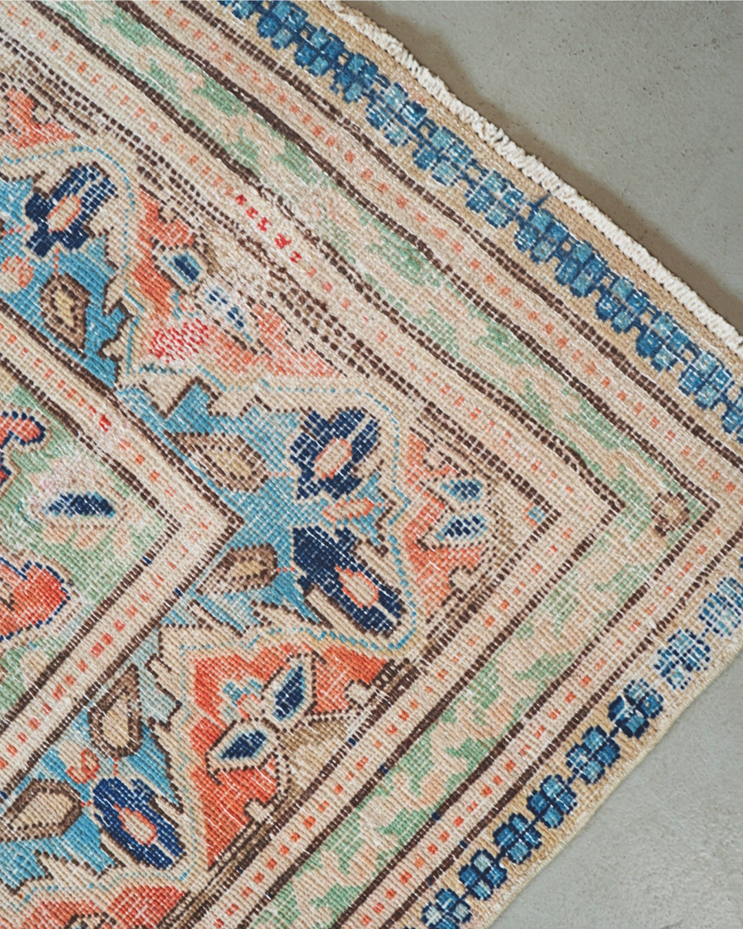 Tabriz Persian Carpet Blue Burnt Orange, view 2 of 4, vintage, Assembly Vintage Dubai