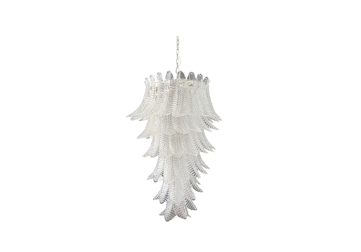 Felci Glass spiral chandelier - 83 clear glasses, vintage hand blown Murano glass, Assembly Vintage Dubai