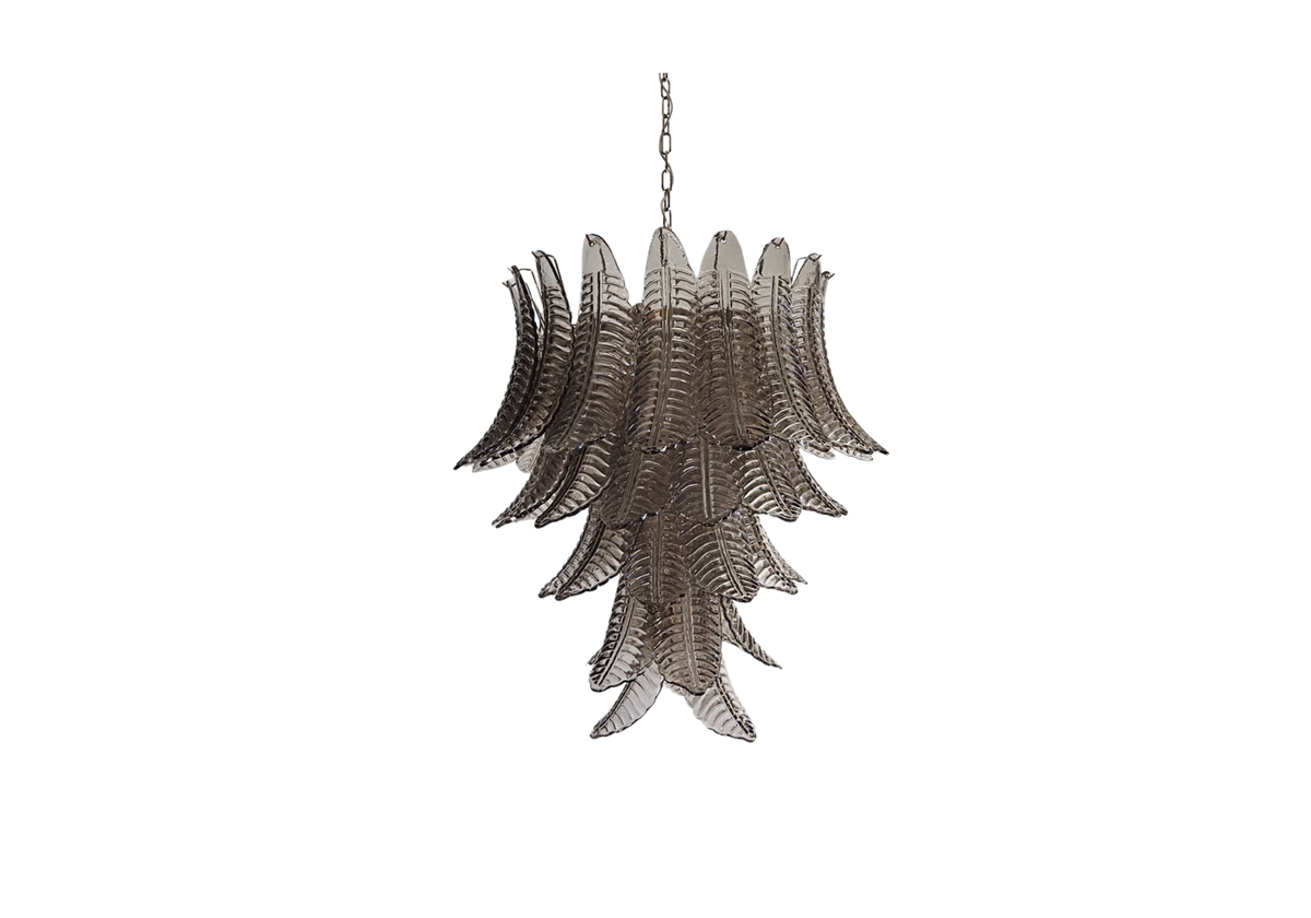 Murano chandelier - 52 Smoked Felci Glass, vintage hand blown Murano glass, Assembly Vintage Dubai