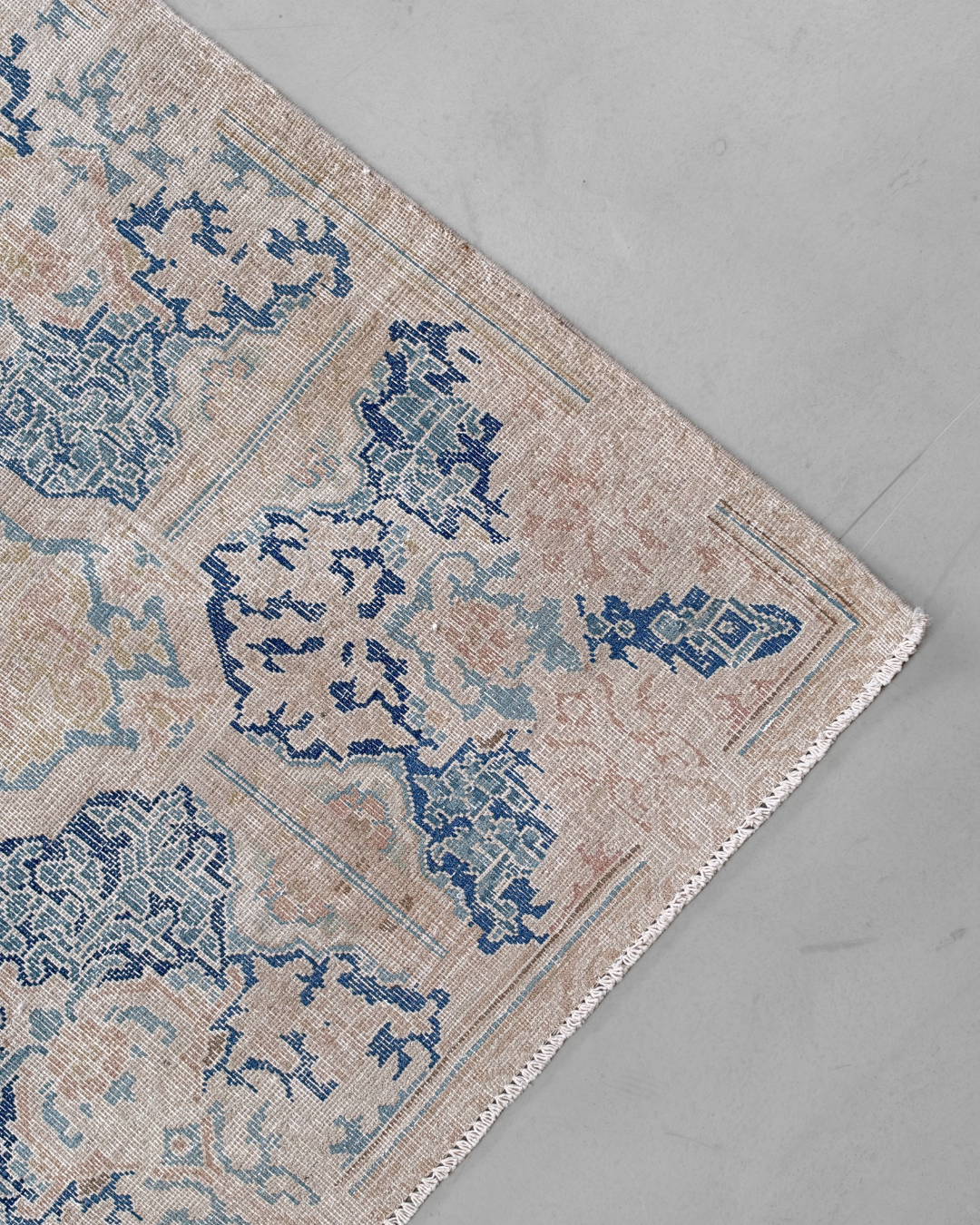Kerman Persian Carpet Butter Yellow & Dusty Blue Medallion