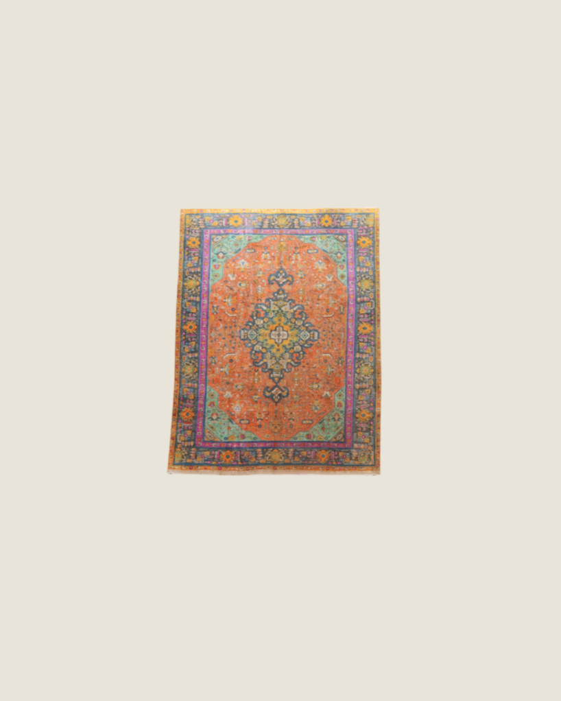 Tabriz Persian Carpet Orange, view 1 of 3, vintage, Assembly Vintage Dubai