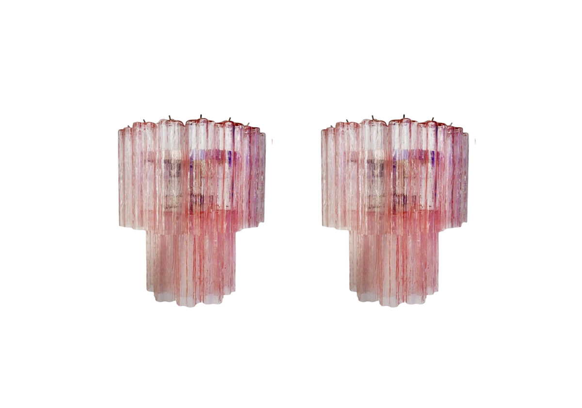 Murano - Mazzega -13 Pink glass tube, vintage hand blown Murano glass, Assembly Vintage Dubai