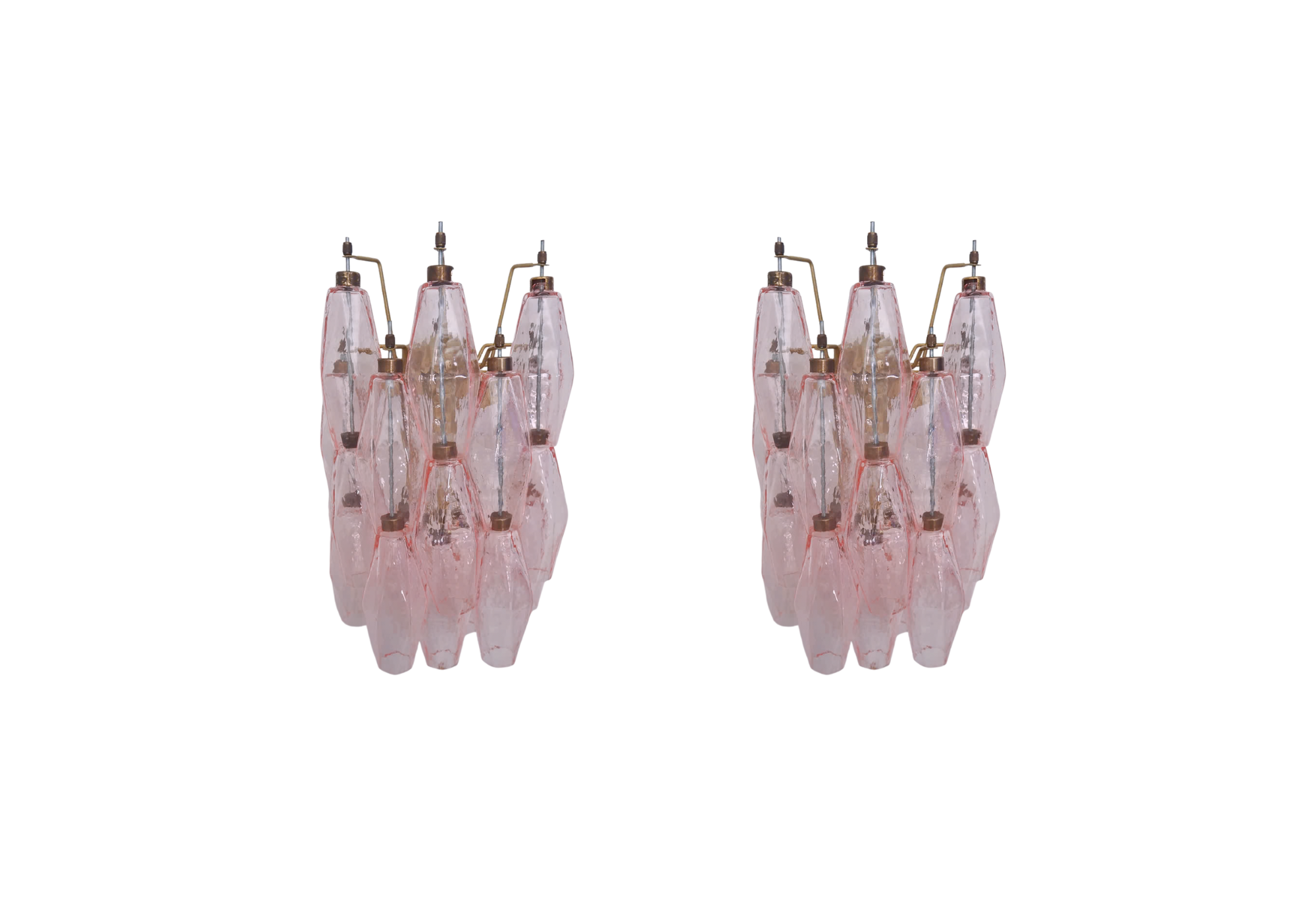 Pair of Murano Poliedri Pink wall sconces