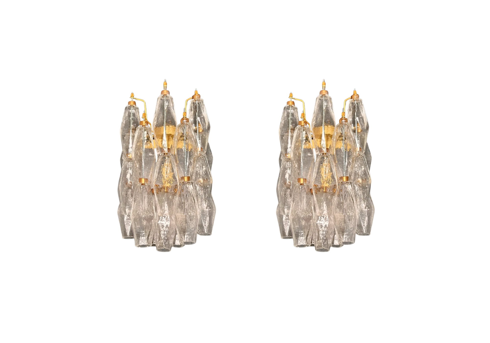 Pair of Murano Poliedri Transparent wall sconces