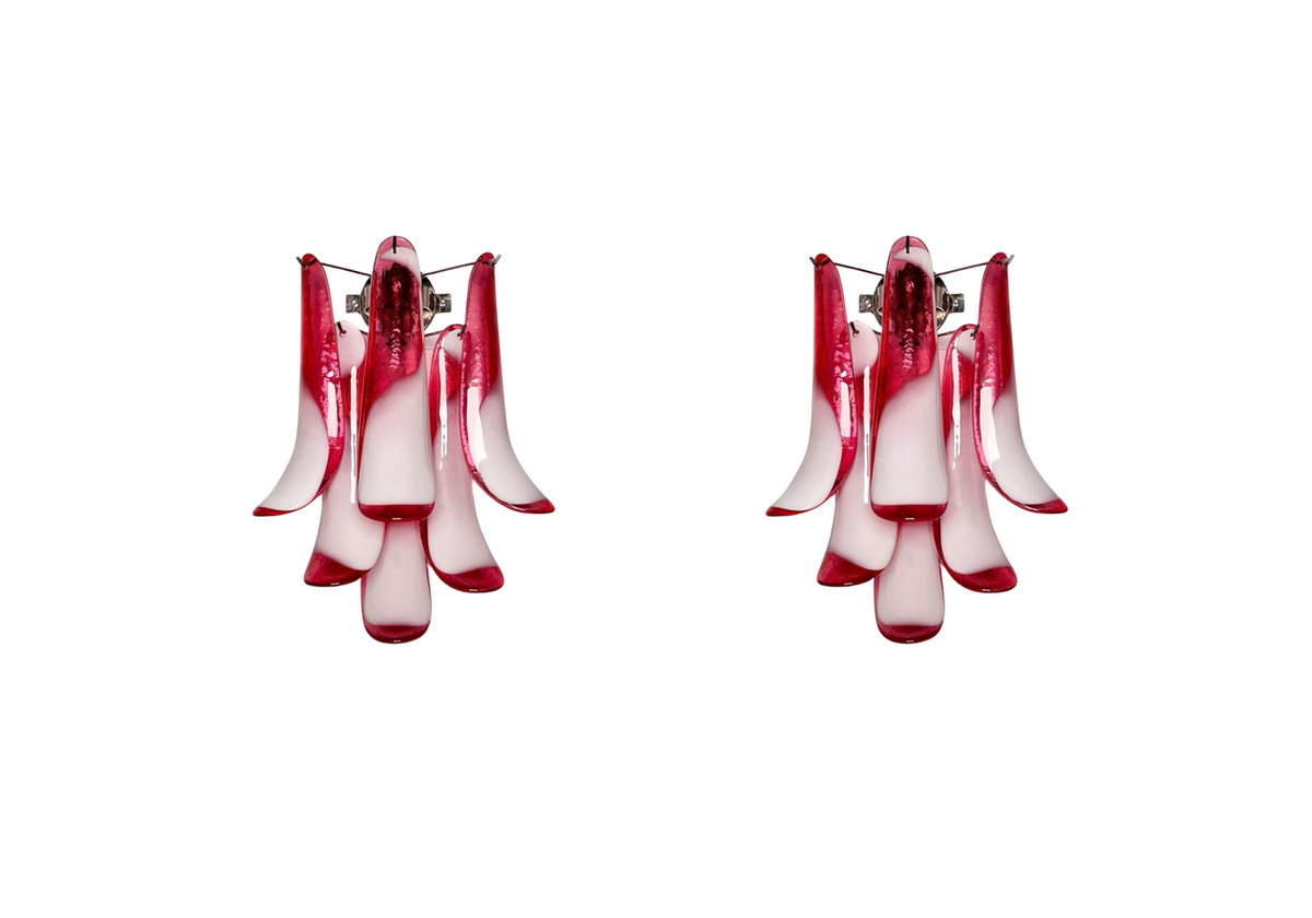 Murano wall Sconces - Mazzega - Red glasses, vintage hand blown Murano glass, Assembly Vintage Dubai