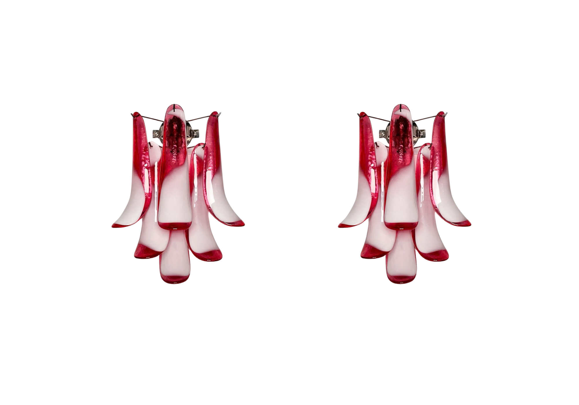 Pair of Murano wall Scones – Mazzega – Red glasses