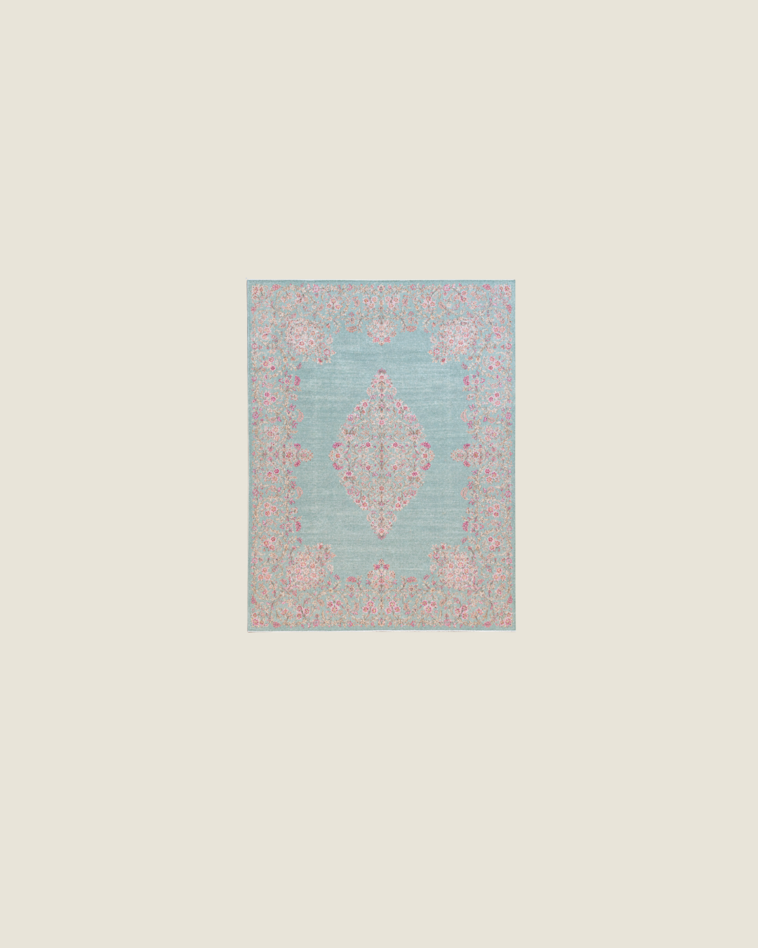 Kerman Persian Carpet Dusty Blue Floral