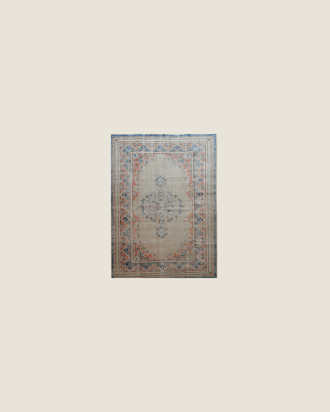 Tabriz Persian Carpet Blue Burnt Orange, view 1 of 4, vintage, Assembly Vintage Dubai