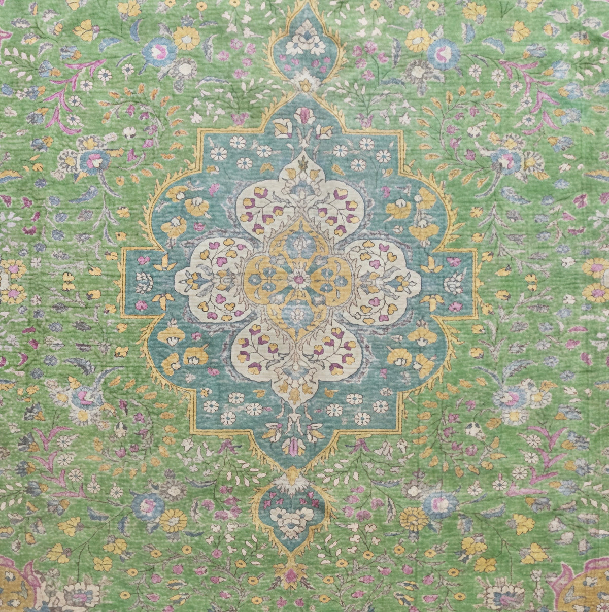 Tabriz Persian Carpet Green, view 2 of 3, vintage, Assembly Vintage Dubai