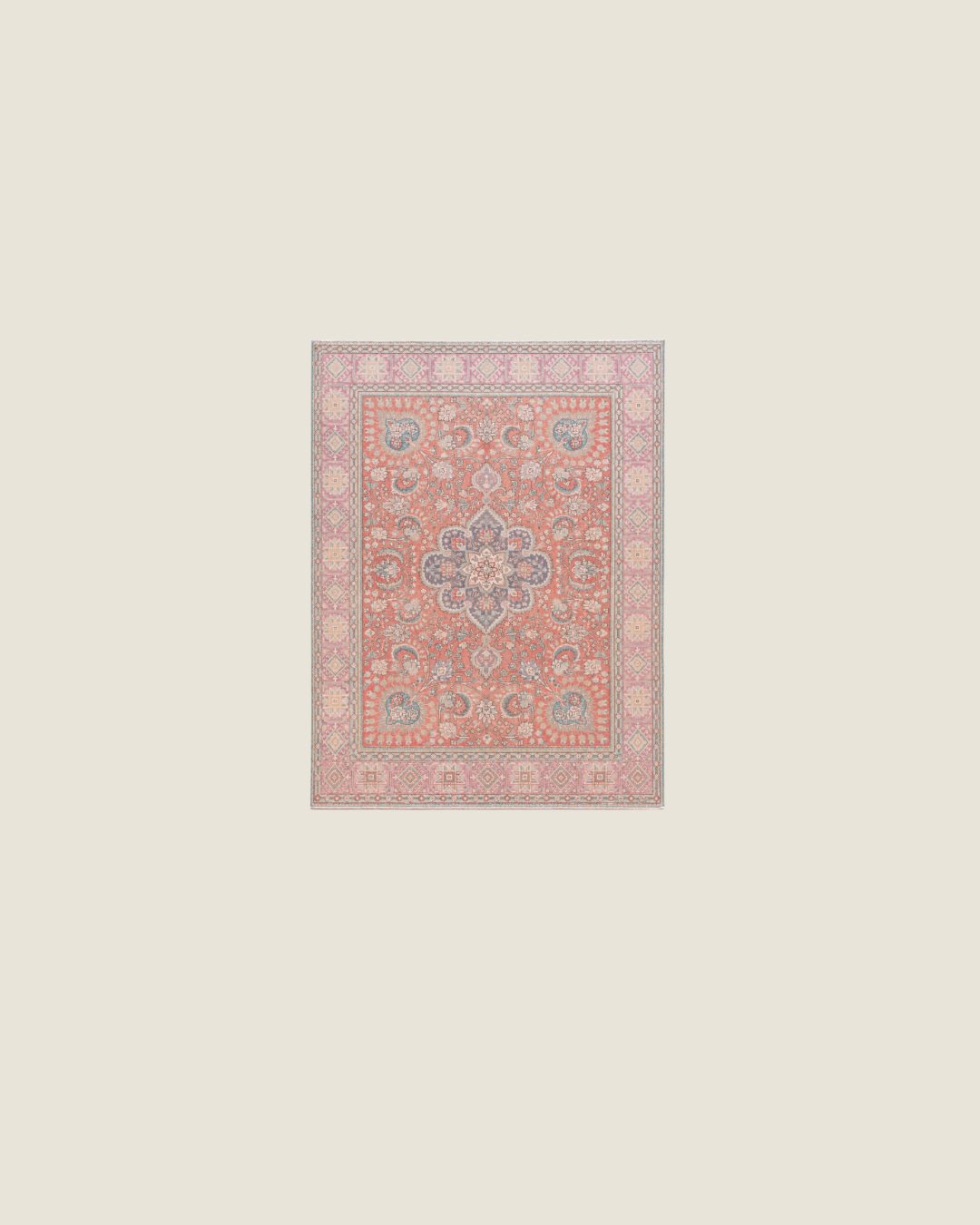 Tabriz Persian Carpet Burnt Peach Pink