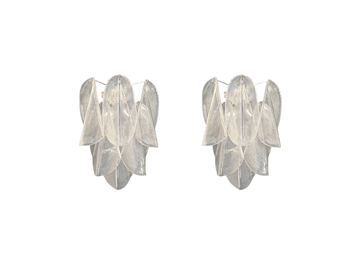 Murano Rondini Clear Wall Sconces, vintage hand blown Murano glass, Assembly Vintage Dubai