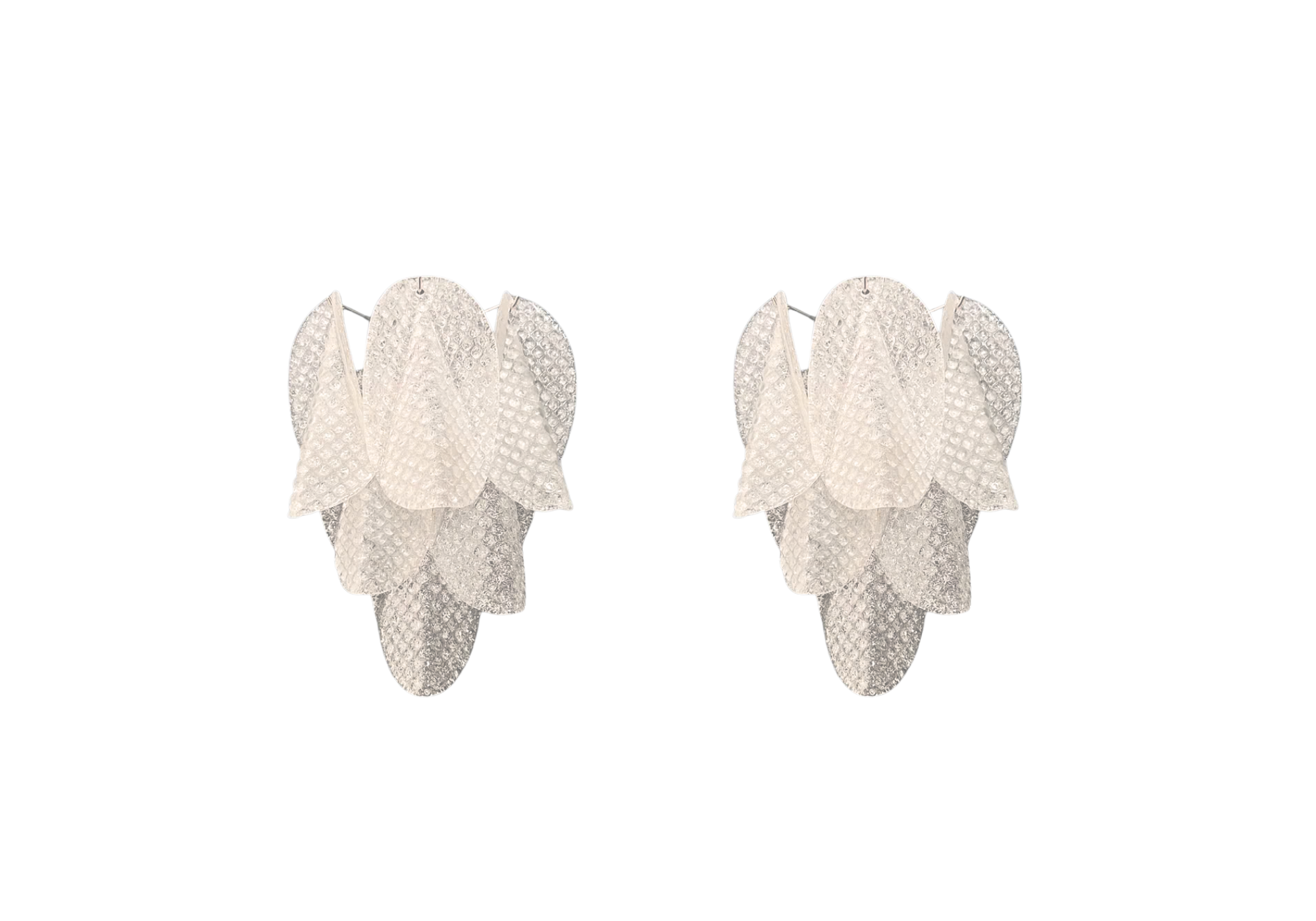 Pair of Murano Rondini Clear Grit Wall Sconces