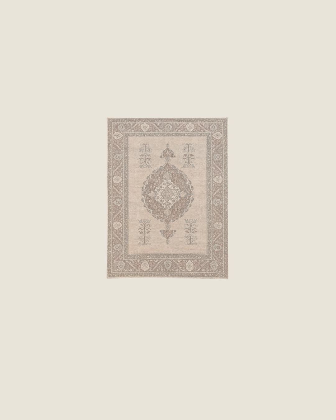 Tabriz Persian Carpet Taupe Beige Medallion