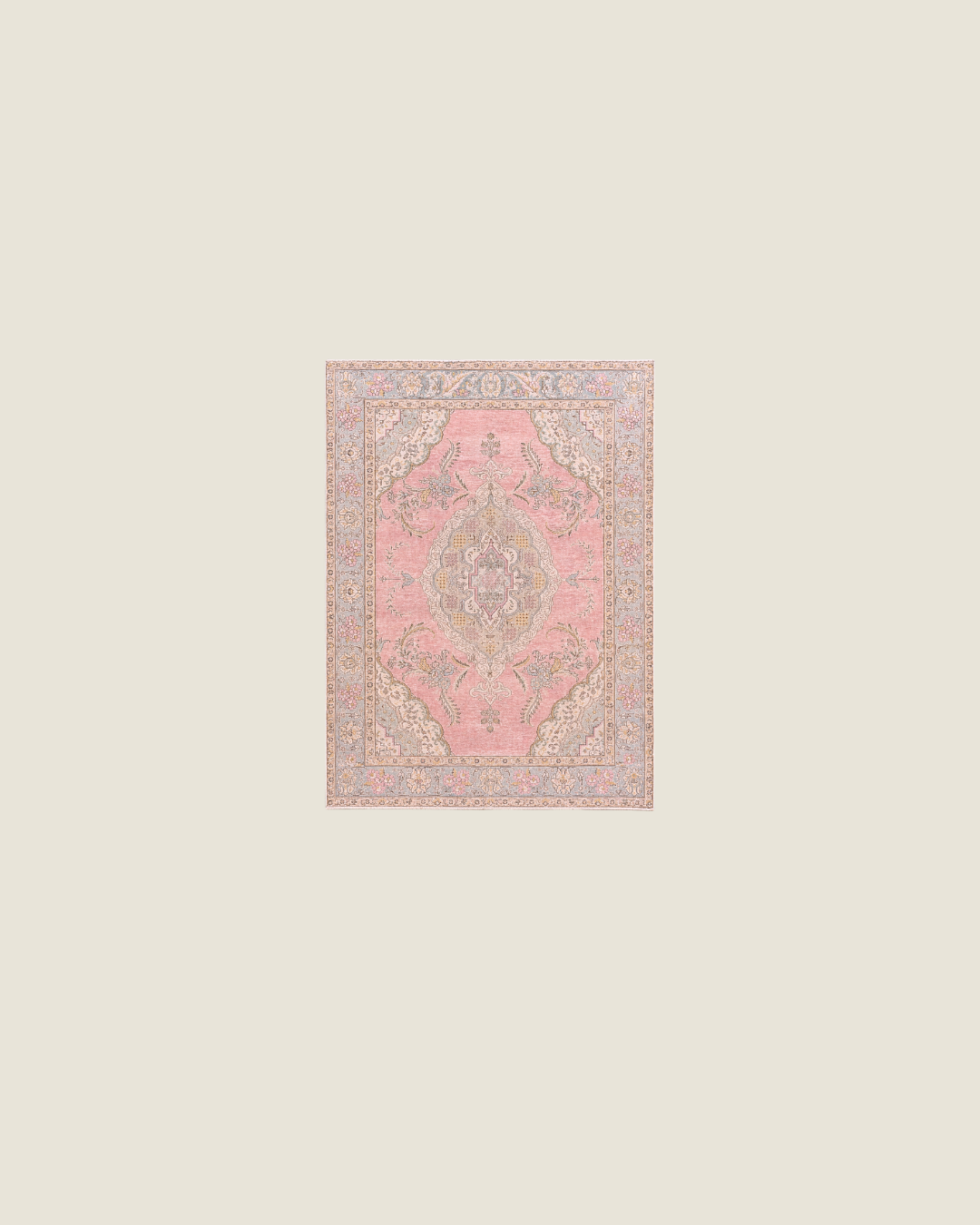 Tabriz Persian Carpet Rose & Lavender Medallion
