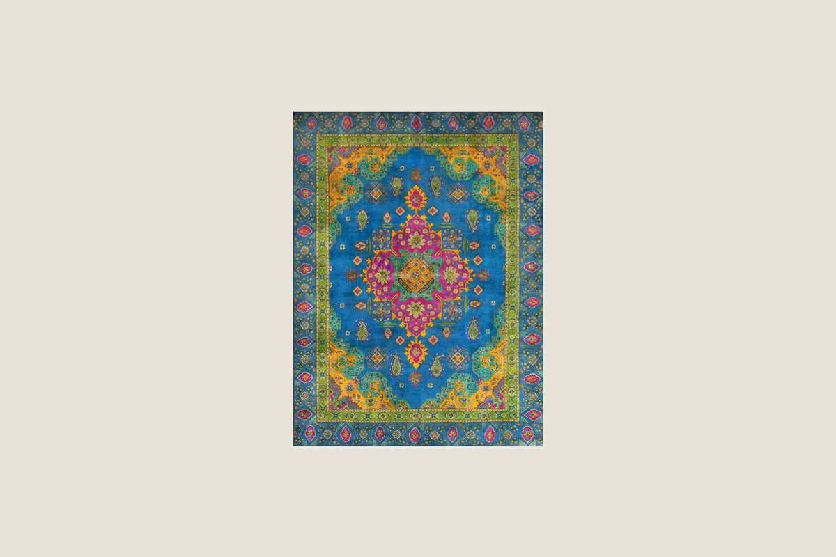 Tabriz Persian Carpet Blue, view 1 of 3, vintage, Assembly Vintage Dubai