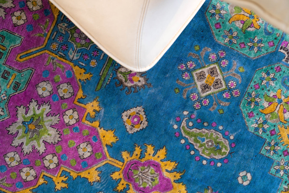 Tabriz Persian Carpet Blue, view 2 of 3, vintage, Assembly Vintage Dubai