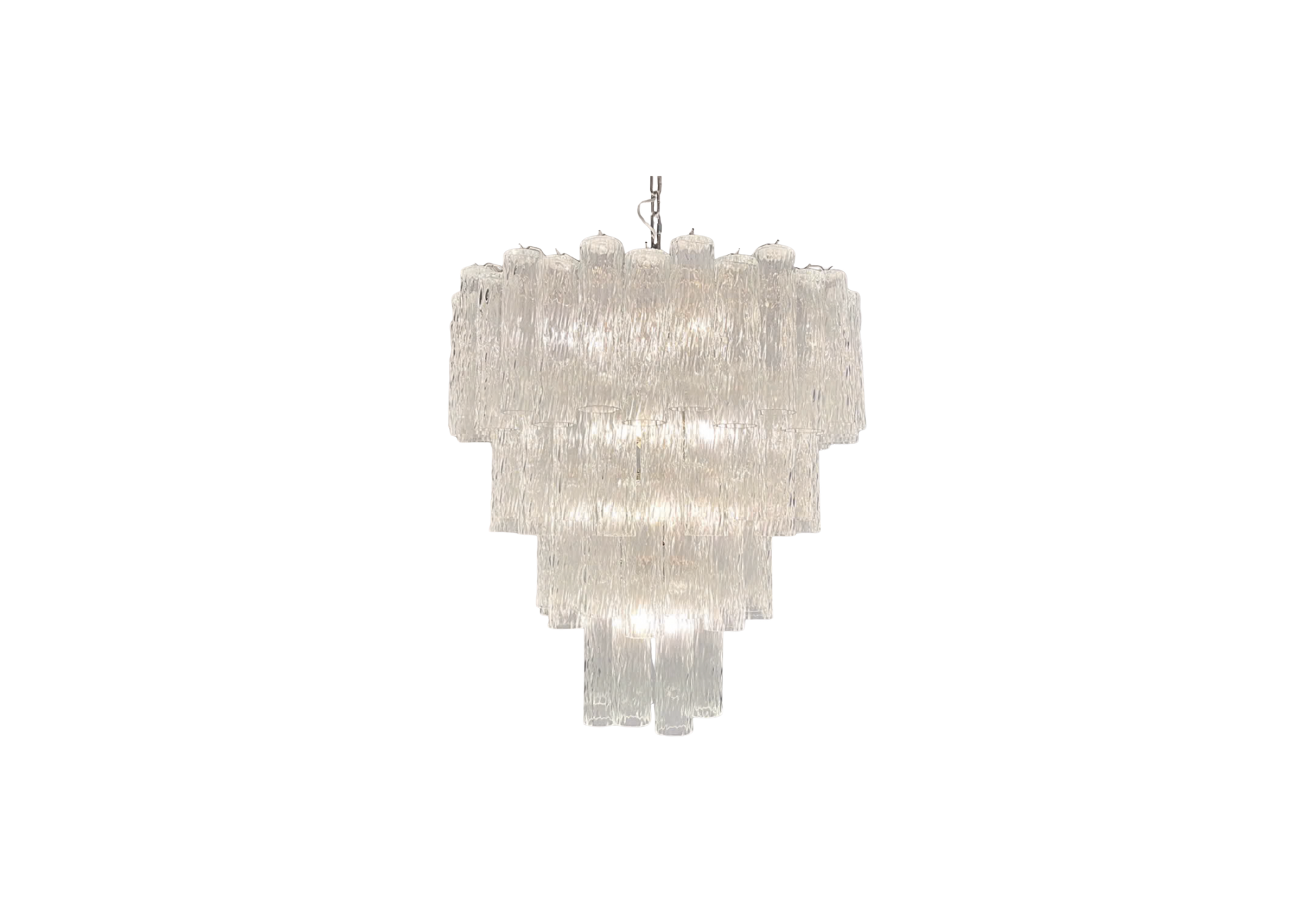 Murano Glass Tiered Chandelier – 80 glasses – transparent corteccia glass tube